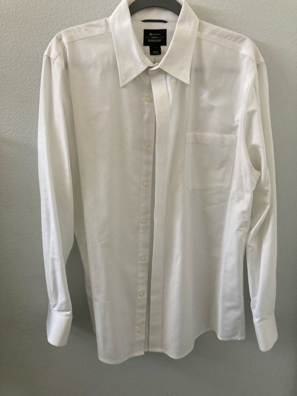 Member’sMark Men’s White Long-Sleeve Dress Shirt - Point Collar Size Large